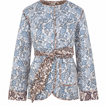 Paisley Print Belted Collarless Jacket