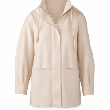Light Beige Oversized Longline Hooded Jacket
