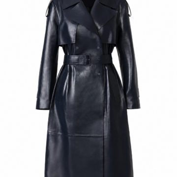 Navy Blue Longline Trench Coat with Belt