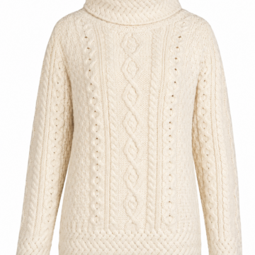 Ivory Cable Knit Cowl Neck Sweater