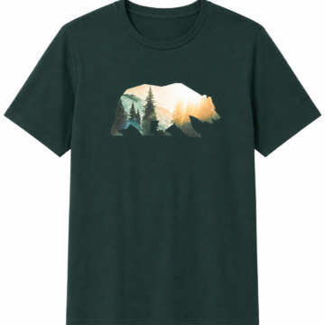 Forest Green Bear Graphic Crew Neck T-Shirt