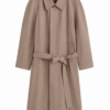 Taupe Longline Belted Raglan Coat