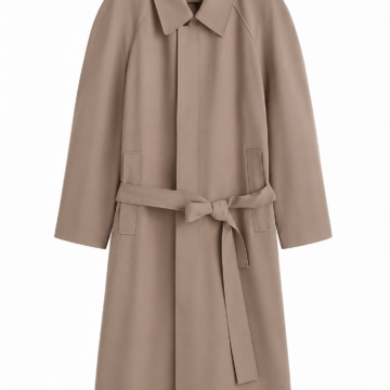 Taupe Longline Belted Raglan Coat