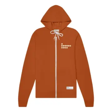 Burnt Orange Full-Zip Hoodie with White Zipper