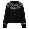 Black Fair Isle Button-Front Cardigan