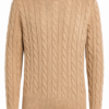 Beige Cable-Knit Crewneck Sweater