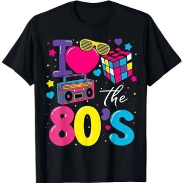 Black I Love the 80s Retro Graphic T-Shirt